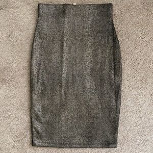 Lightly distressed bronze gold metallic skirt